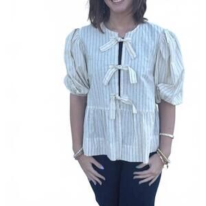 NEW KLD. SIGNATURE stripe bow top in beige